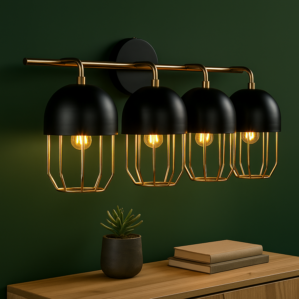 4-flammige Wandleuchte im Industrie-Stil